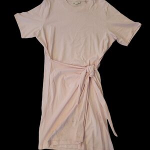 Vince Light Pink Crew Neck Cotton Wrap Dress